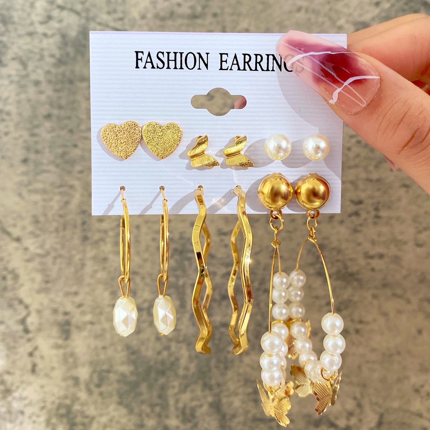 Lot de 11 boucles d'oreilles en perles torsadées en forme de cœur pour femmes, très tendance