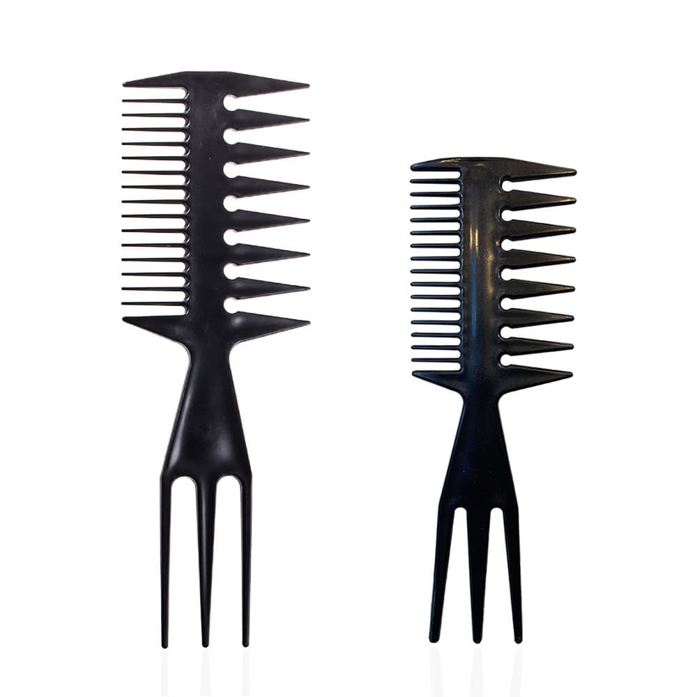 Plastic Black Oil Hair for Men's Styling Barber Shop Multi functional Three sided Comb