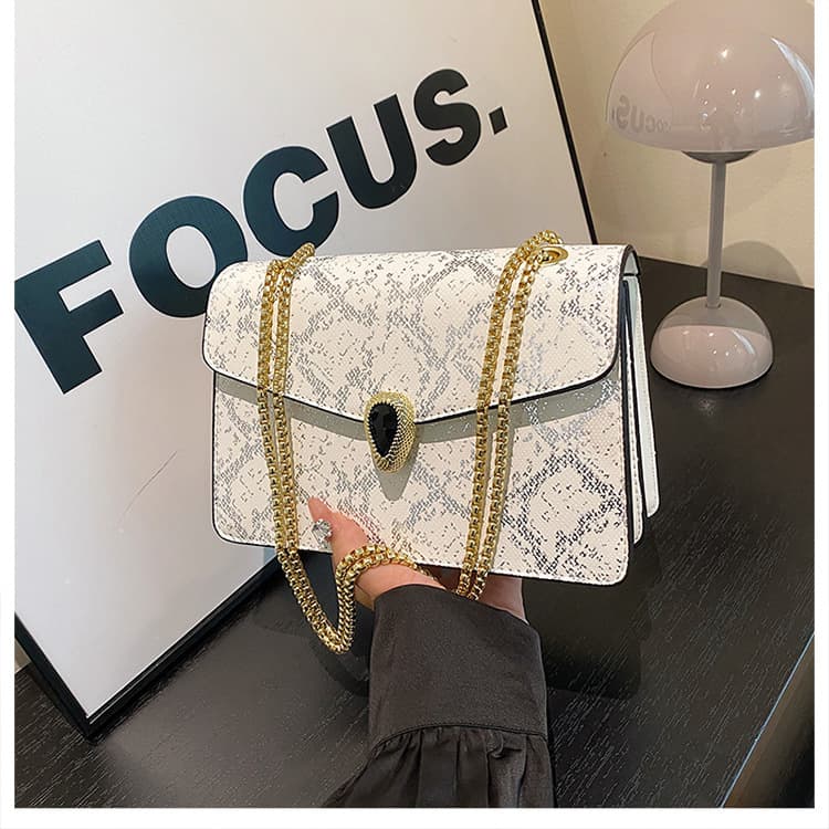Women's Bags Snakeskin pattern small square bag new chain trend fashion retro one shoulder popular messenger bag women's bag