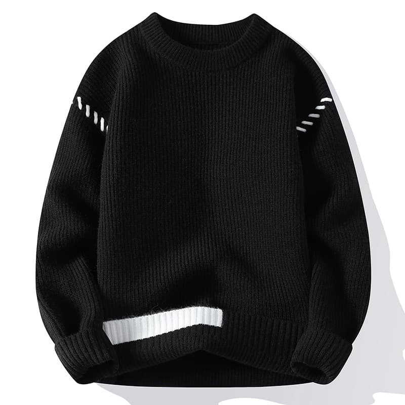Men's Clothes Crewneck Men's Sweater Thickened Knit Shirt Autumn And Winter Men's Warm All Matching Base Shirt Fashion Brand Line Clothes