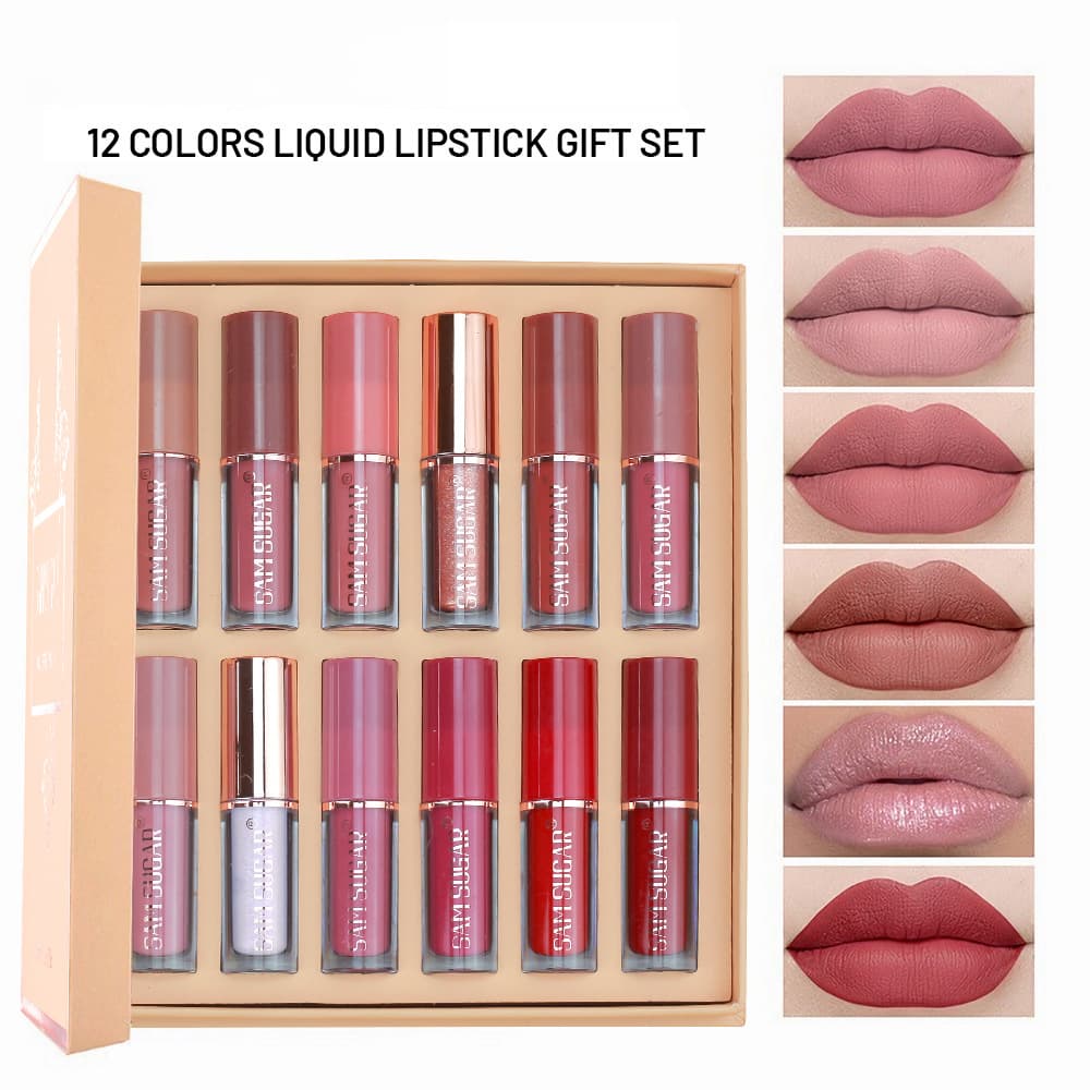 SAM SUGAR 12-color Matte Velvet Lip Gloss Set