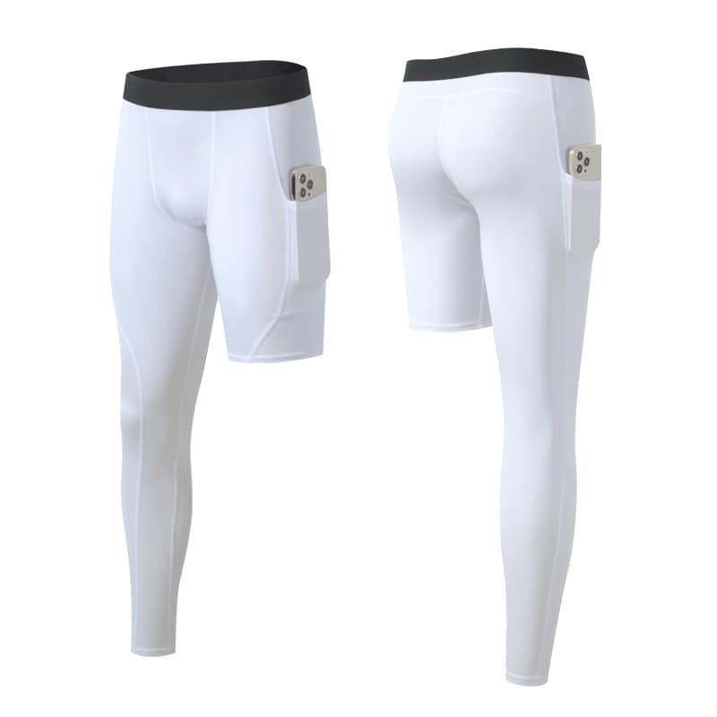 Men's clothing Fitness pants pocket short and short leg pants training compression high stretch quick drying bottoms for men