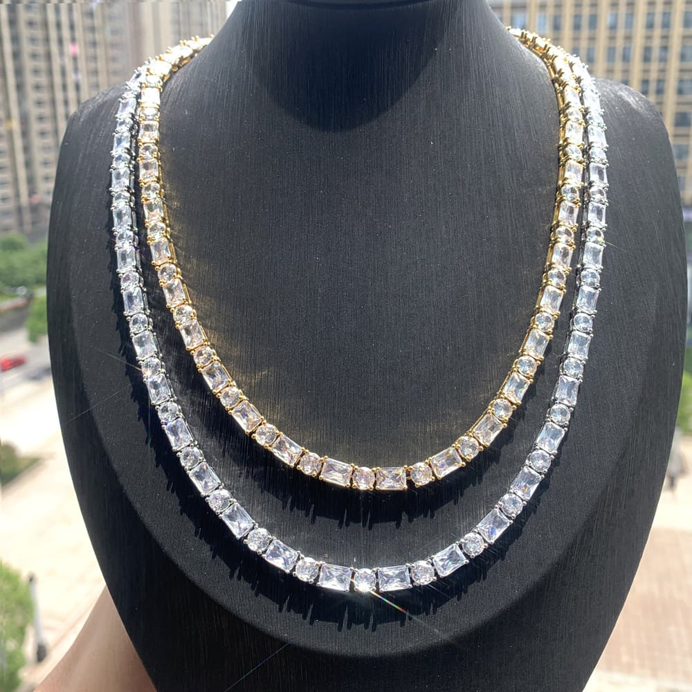 Men’s Jewelry Set Fashion Chain Necklaces Fashion Trend Zircon Tennis Chain Couple Style Hip Hop
