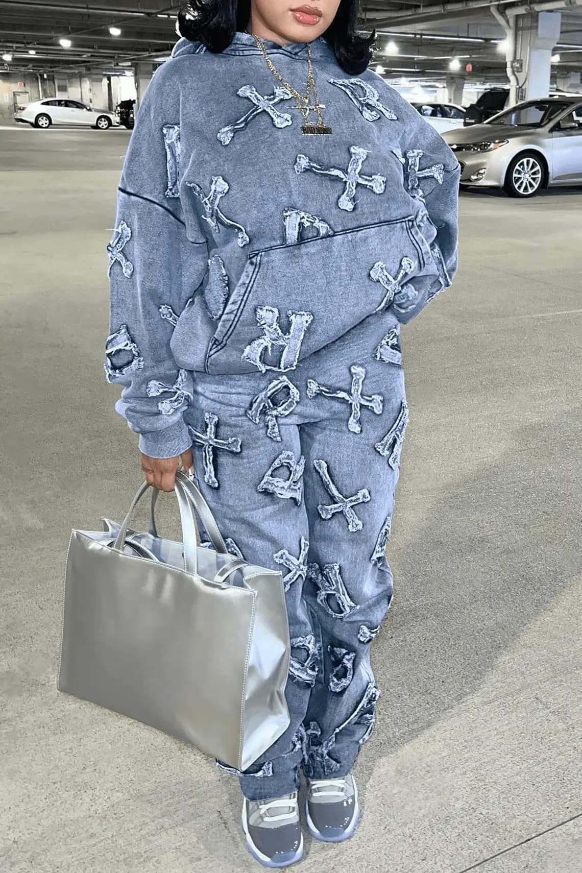 Women's Autumn Printed Pocket Long-sleeved Sweatshirt 2-piece Set, Trousers Suit For Women