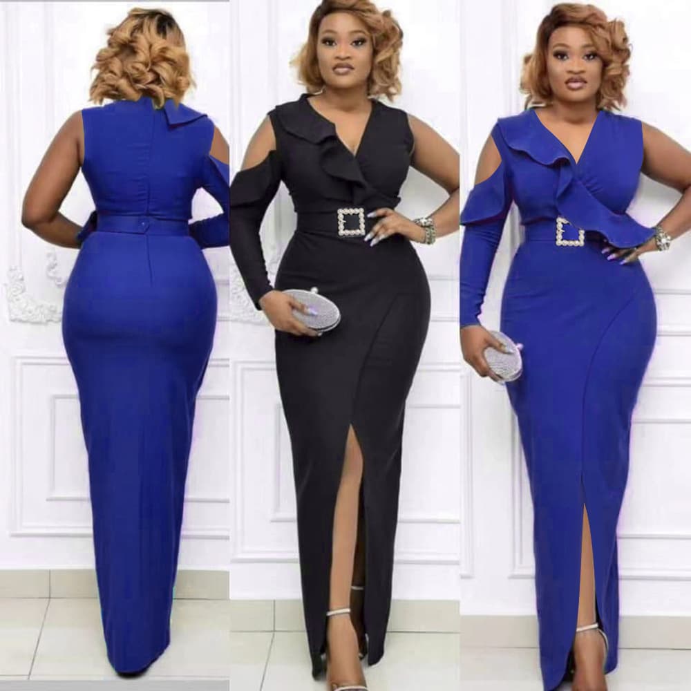 Plus Size Women's Long Irregular Slim Dress One Shoulder Dress Long Dress Muslim