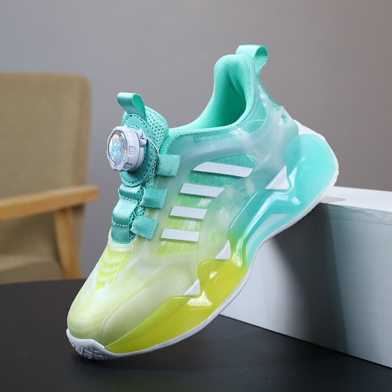 Chaussures pour garçons, nouvelle collection printemps-automne 2023, maille respirante, boucle rotative blanche, chaussures de sport pour enfants, c