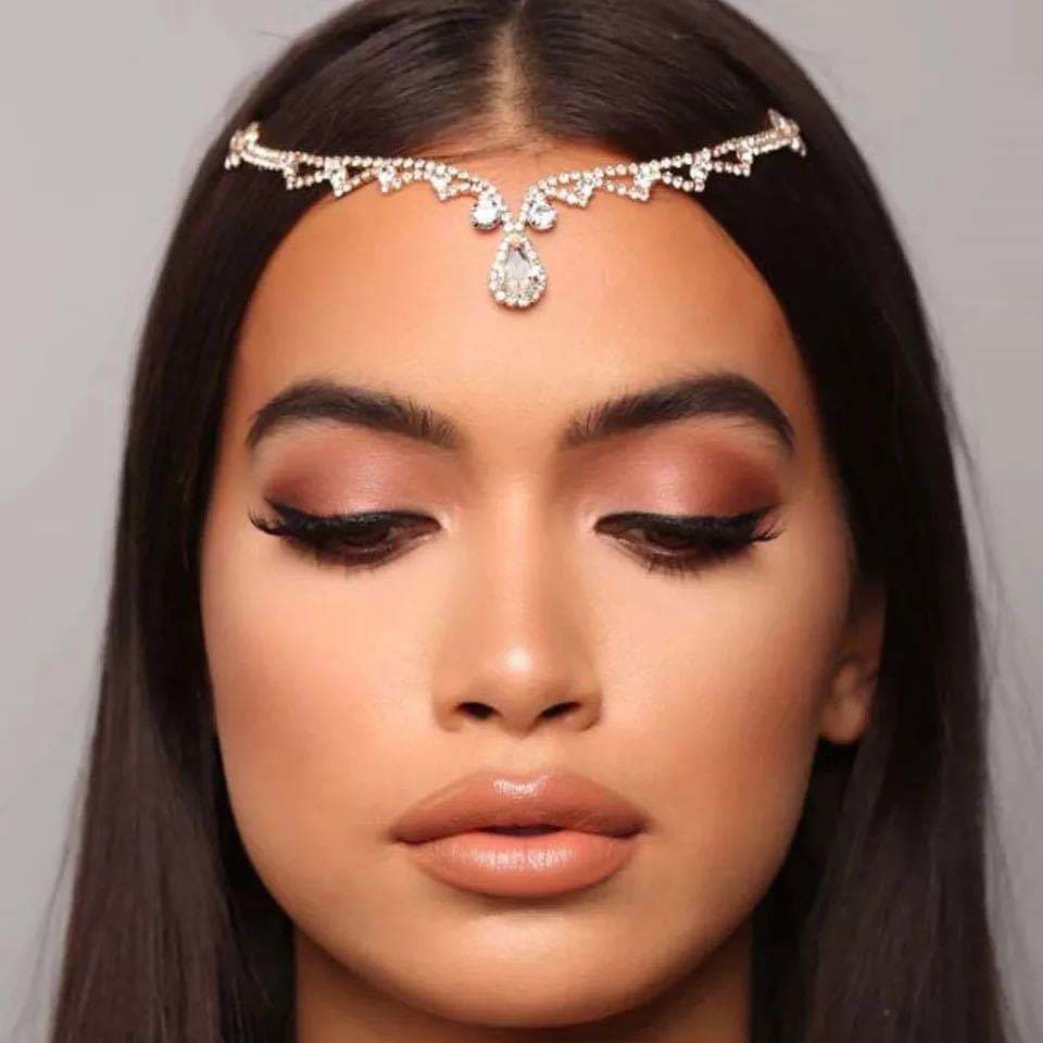 Hot selling women's rhinestone headdress fashion water drop forehead chain bride forehead pendant jewelry accessories female