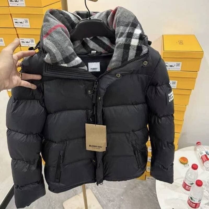 Manteau d'hiver Burberry épais en duvet avec capuche et manches amovibles, veste décontractée haut de gamme en coton pour hommes et femmes