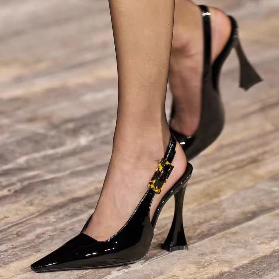 Spring new pointy back empty single patent leather stiletto sexy heels