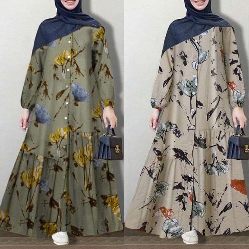 Women Fashionable loose casual floral long dress