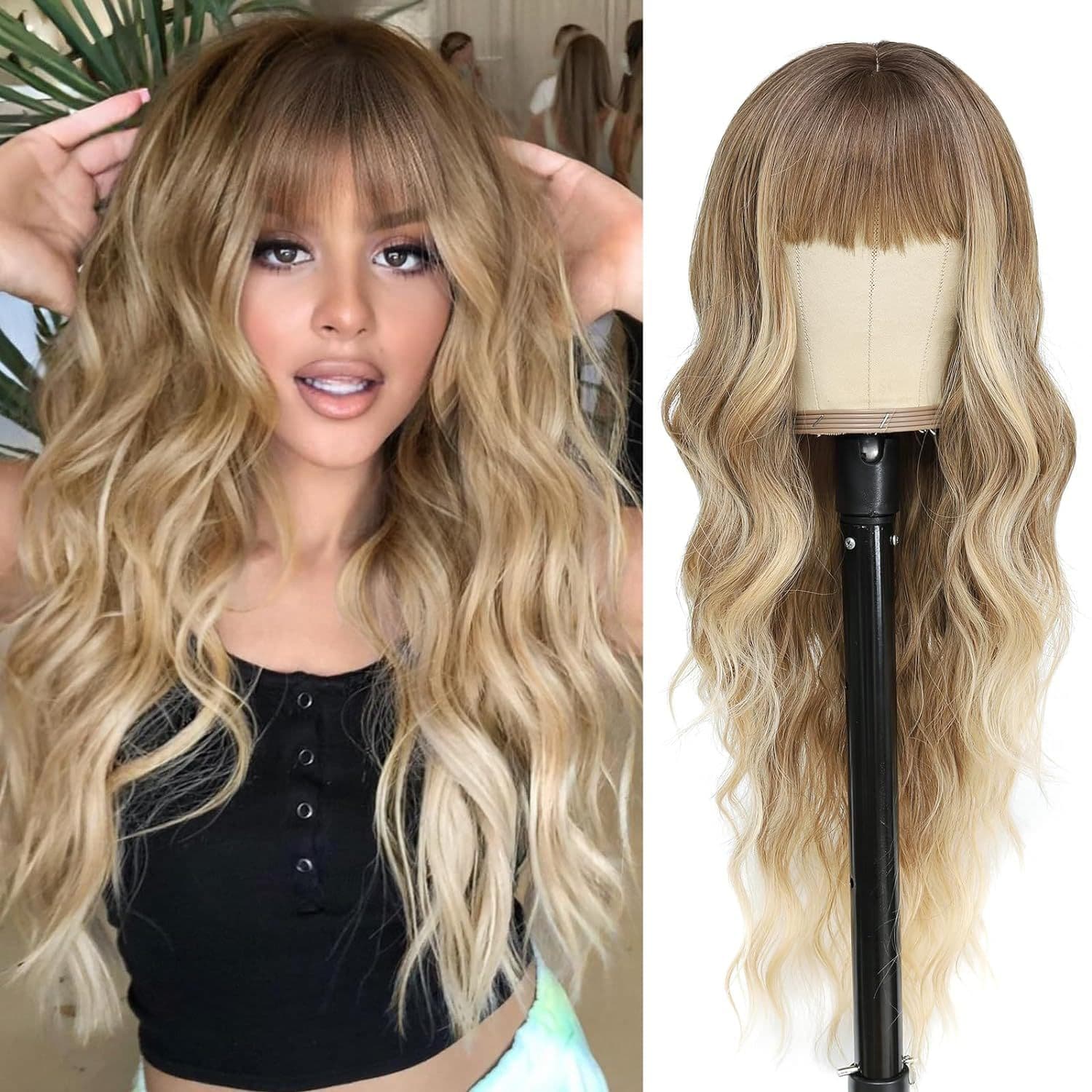In stock and fast delivery hot selling wig straight bangs big wave long curly hair chemical fiber wig wig wig