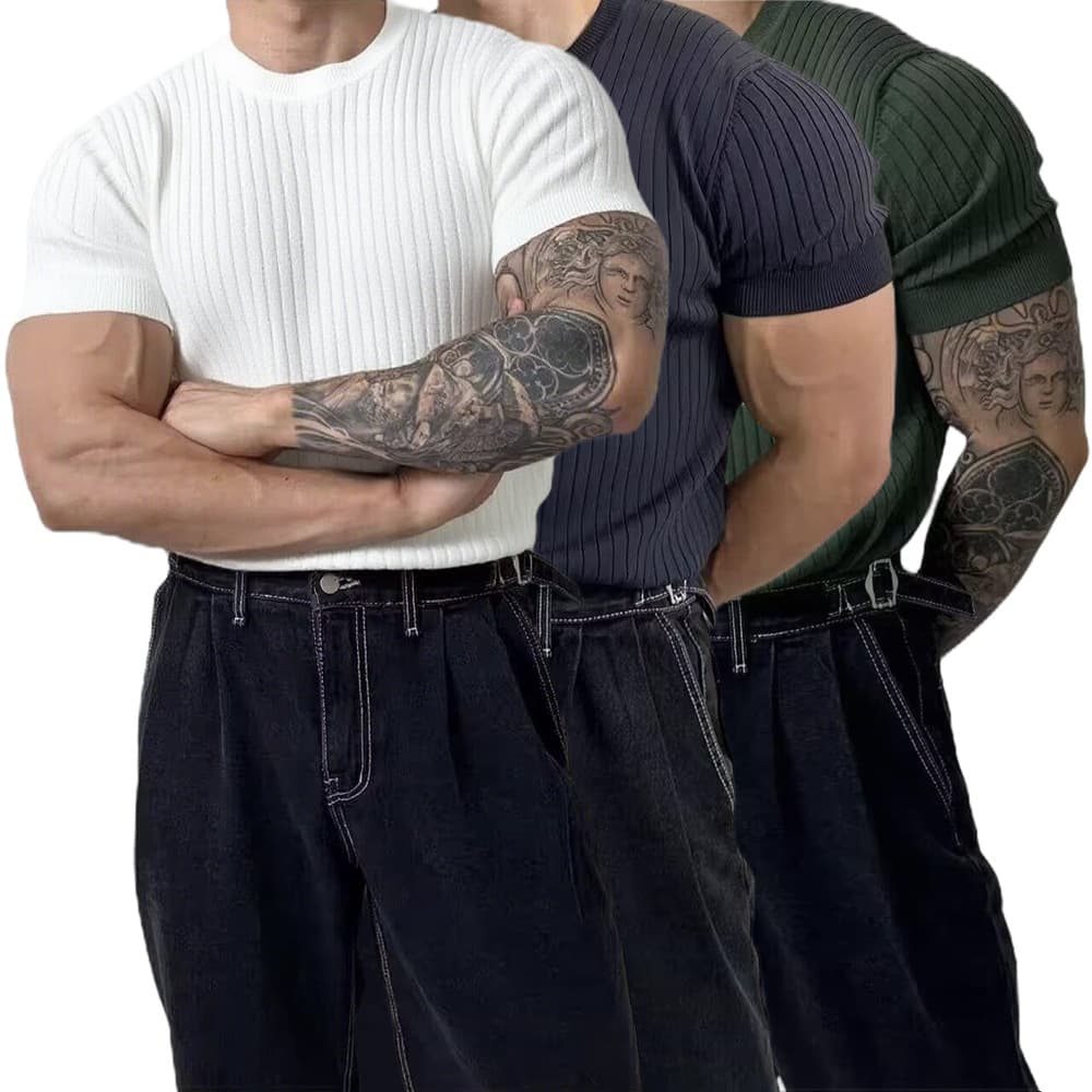 Men's Premium Knit Polo Shirt Breathable Polyester Slim Fit Solid Color Business Casual Tee European Sizing Summer Wear