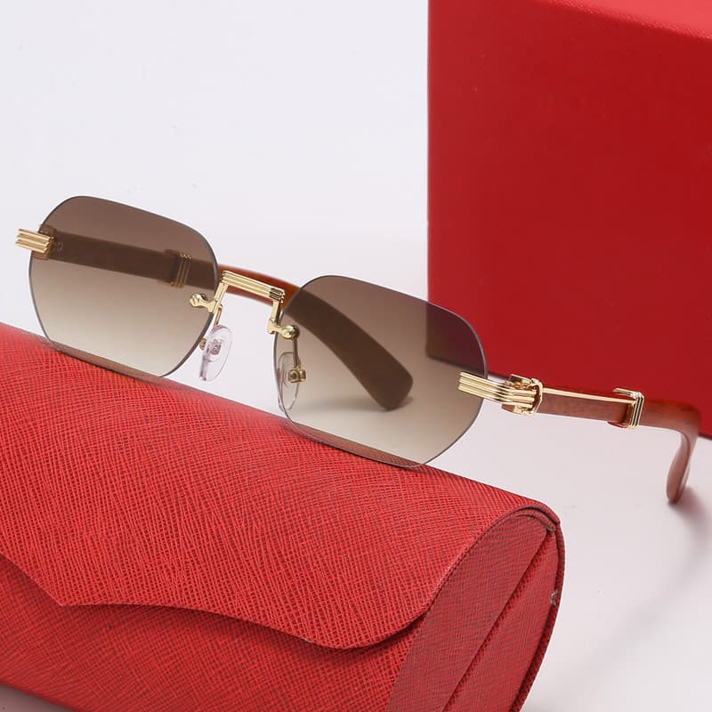 Fashion For Men Rimless Wood Grain Leg Men's European And American Trend Cross-Border Sunglasses