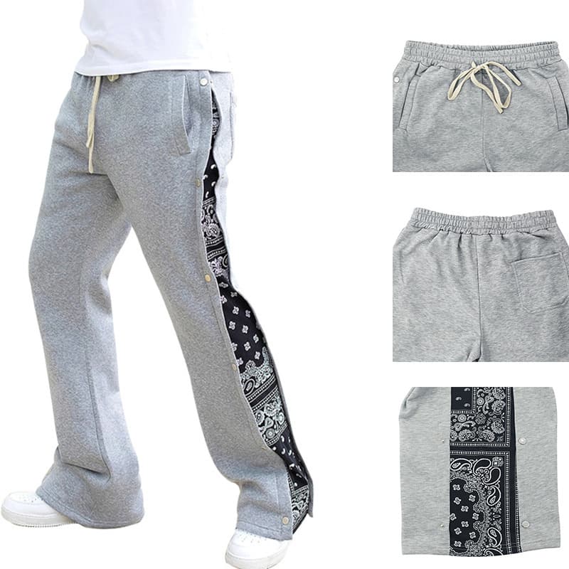 Man's Clothing High Street Hip Hop Breasted Sweatpants Men's Baggy West Coast Cashew Flower Wide Leg Pants