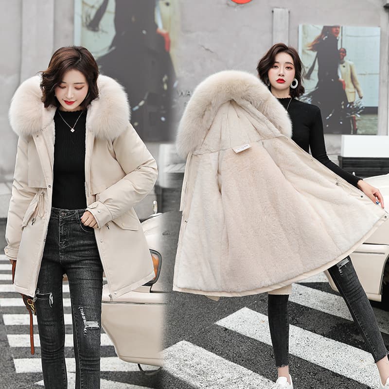 Women's Clothing Trendy Overcoming Women's Short Winter New Korean Style Loose Fashionable Big Fur Collar Thickened Plush Casual Cotton Coat