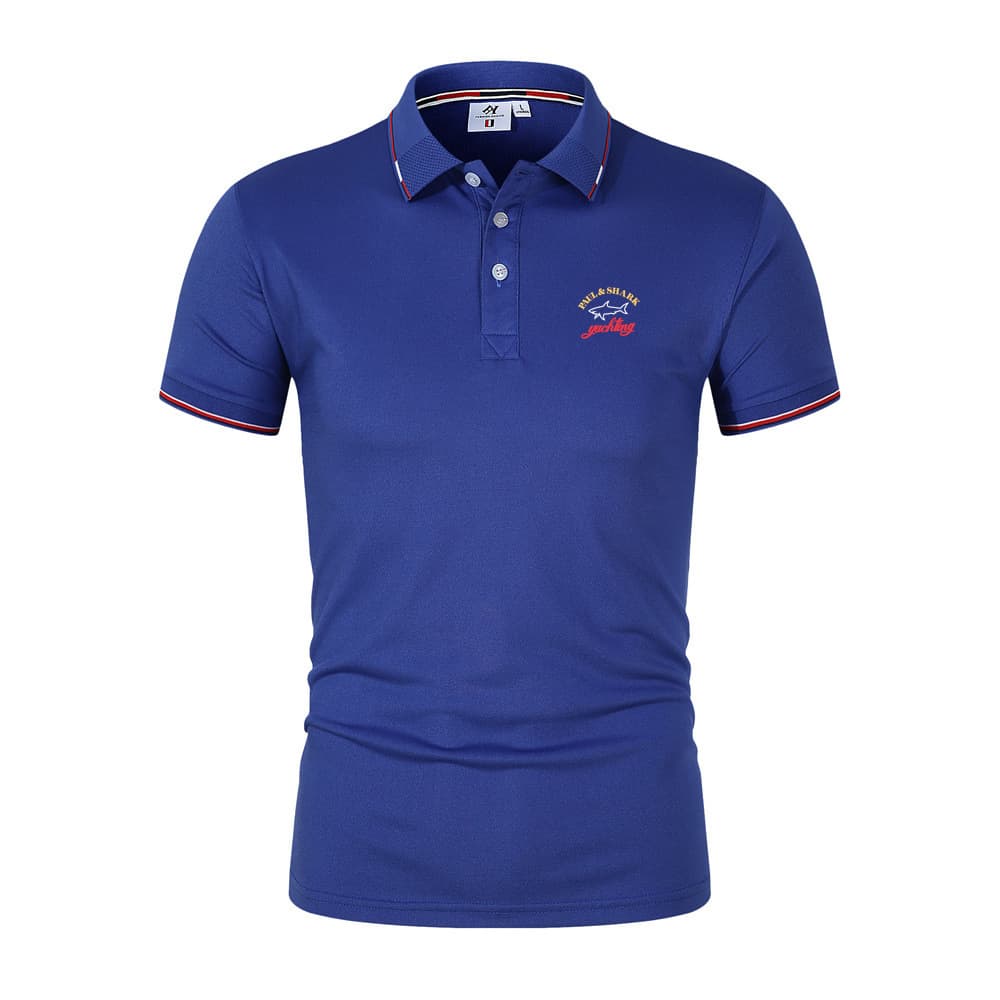 215 Men's Ice Silk Short Sleeve Men's Polo Shirt 2023 Summer New Solid Ice
