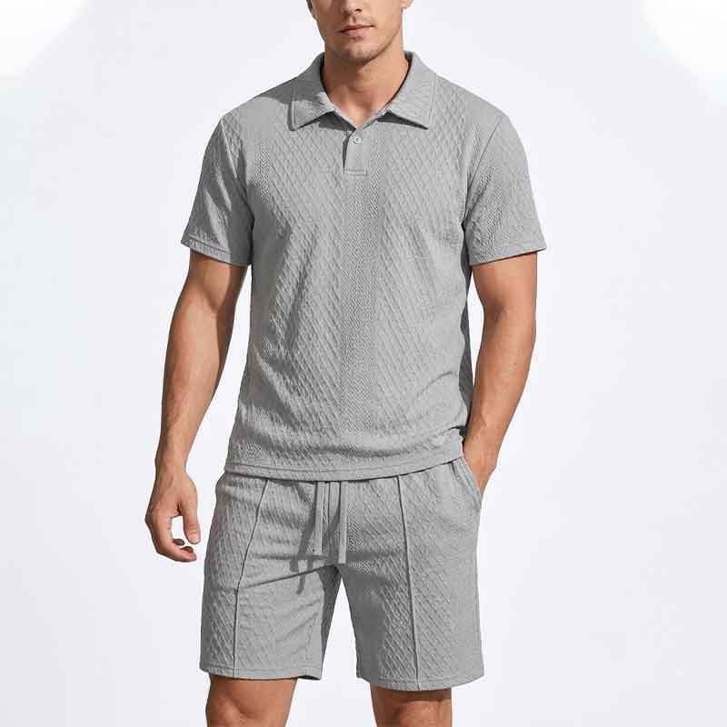 Men's 3D Printed Two Piece Set Summer Casual Polo Shirt And Short Sleeve T-Shirt Ensemble Polyester Micro-Elastic Basic Style