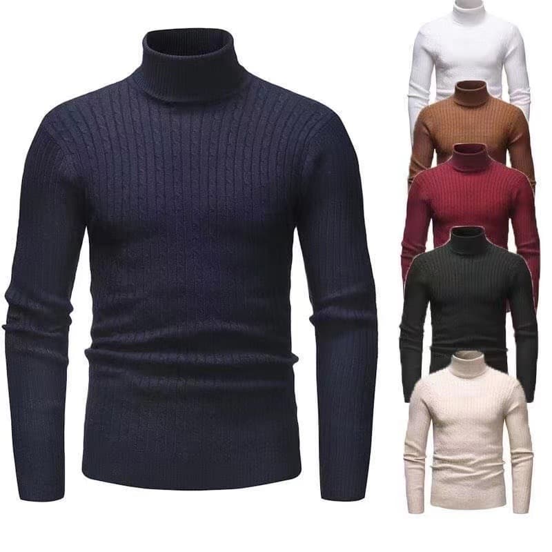 Men's Clothing Autumn And Winter Turtleneck Sweater Slim Solid Color Pullover Bottoming Knitted Sweater
