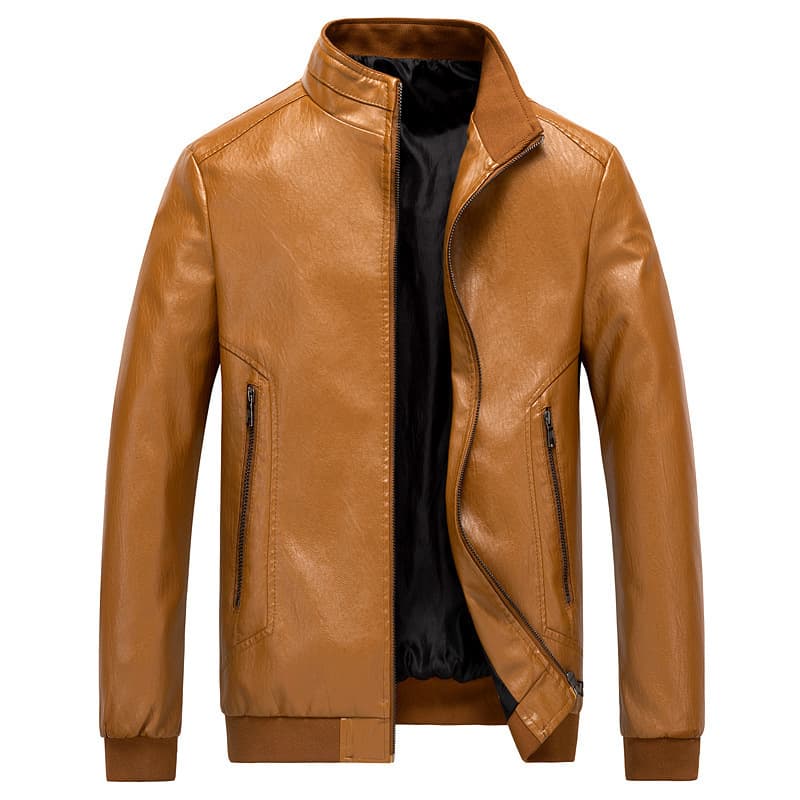 [UrbanEdge] Plus Size Men's PU Leather Jacket - Fashion Biker Style | Winter Outerwear