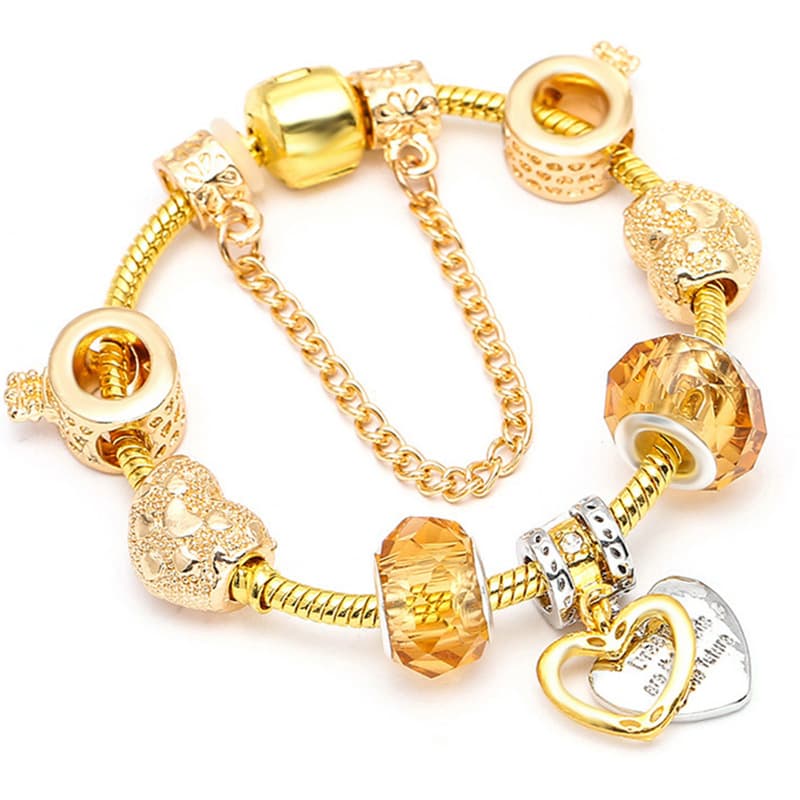 Charm Bracelets Gold Hollow Love Pendant Bracelet Pan Family Luxury Creative Style