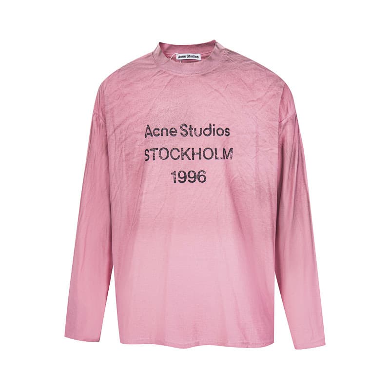 T-shirt unisexe à manches longues, style AC tendance, imprimé lettres simples, coupe déstructurée, fine et ample, style « Pas la Belle au bois