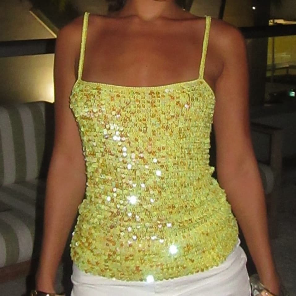 Women's Clothing Sequined Deep V Vest For Women's Hot Girls Fashion Sequined Backless Camisole Tops For Women