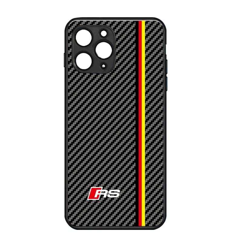 Car logo iPhone 13 phone with business carbon fiber pattern 12 promax glass anti drop protective case suitable for use