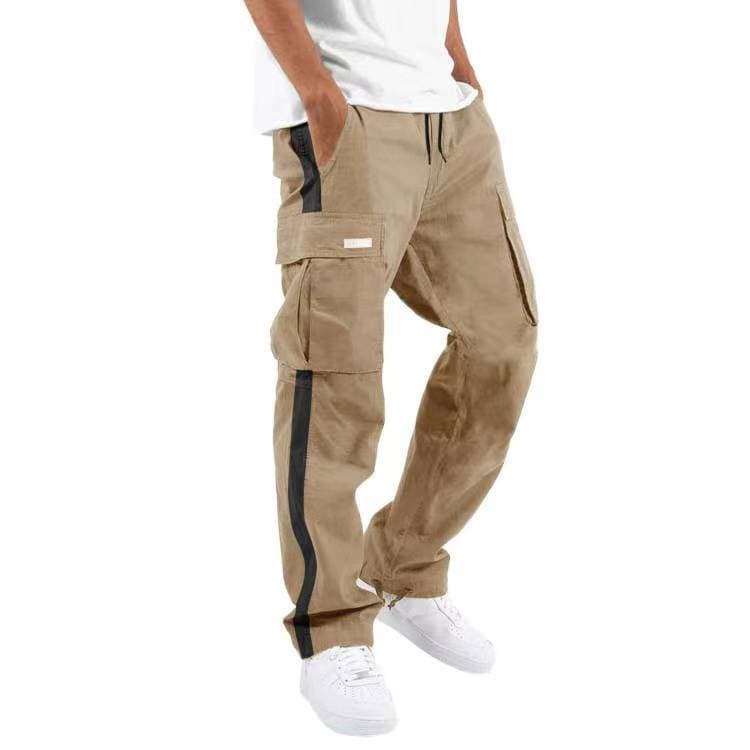 Men's Overalls Drawstring Drawstring Pocket Color Block Trousers