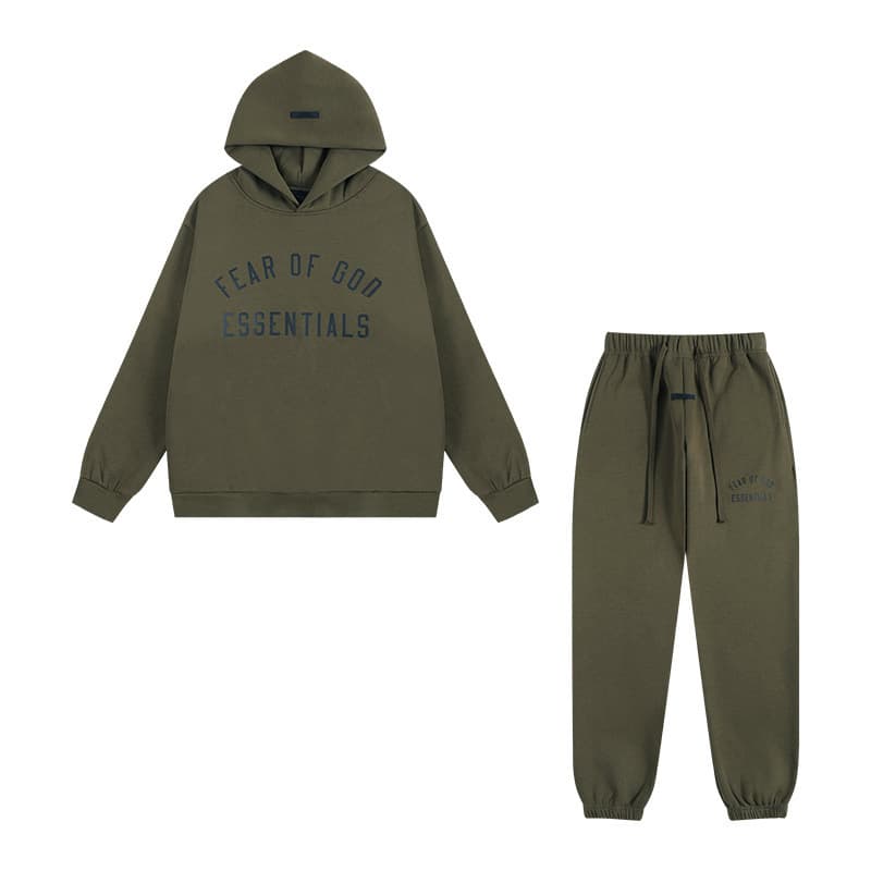 Sweat-shirt ample à double ligne FOG ESSENTIALS Saison 8 avec lettres floquées au dos, en éponge à capuche