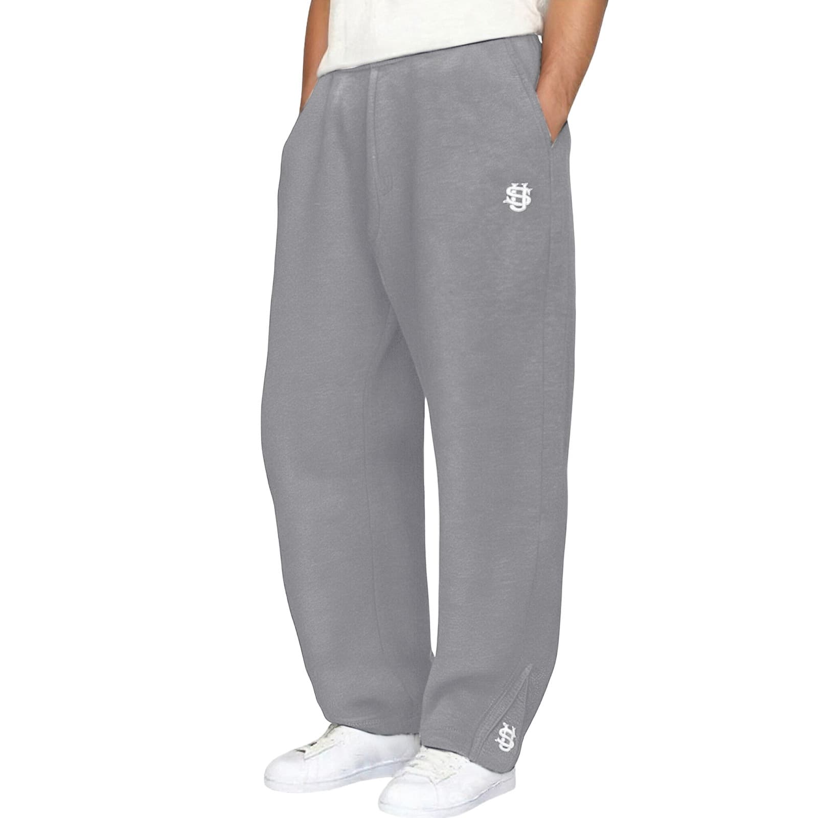 Men's Clothing Embroidered Zipper Sweatpants Casual Trousers Hip Hop Rap Street US Size Men's And Women's Sweatpants