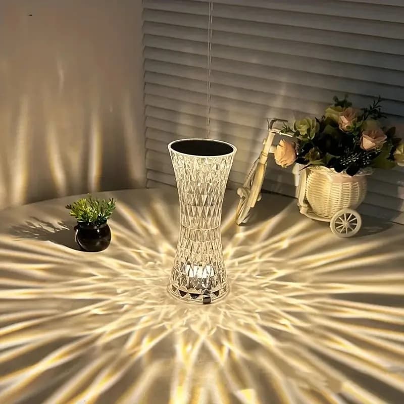 Crystal LED RGB Color Changing Night Light Romantic Rose Diamond Touch Acrylic Table Lamp Bedroom Decoration