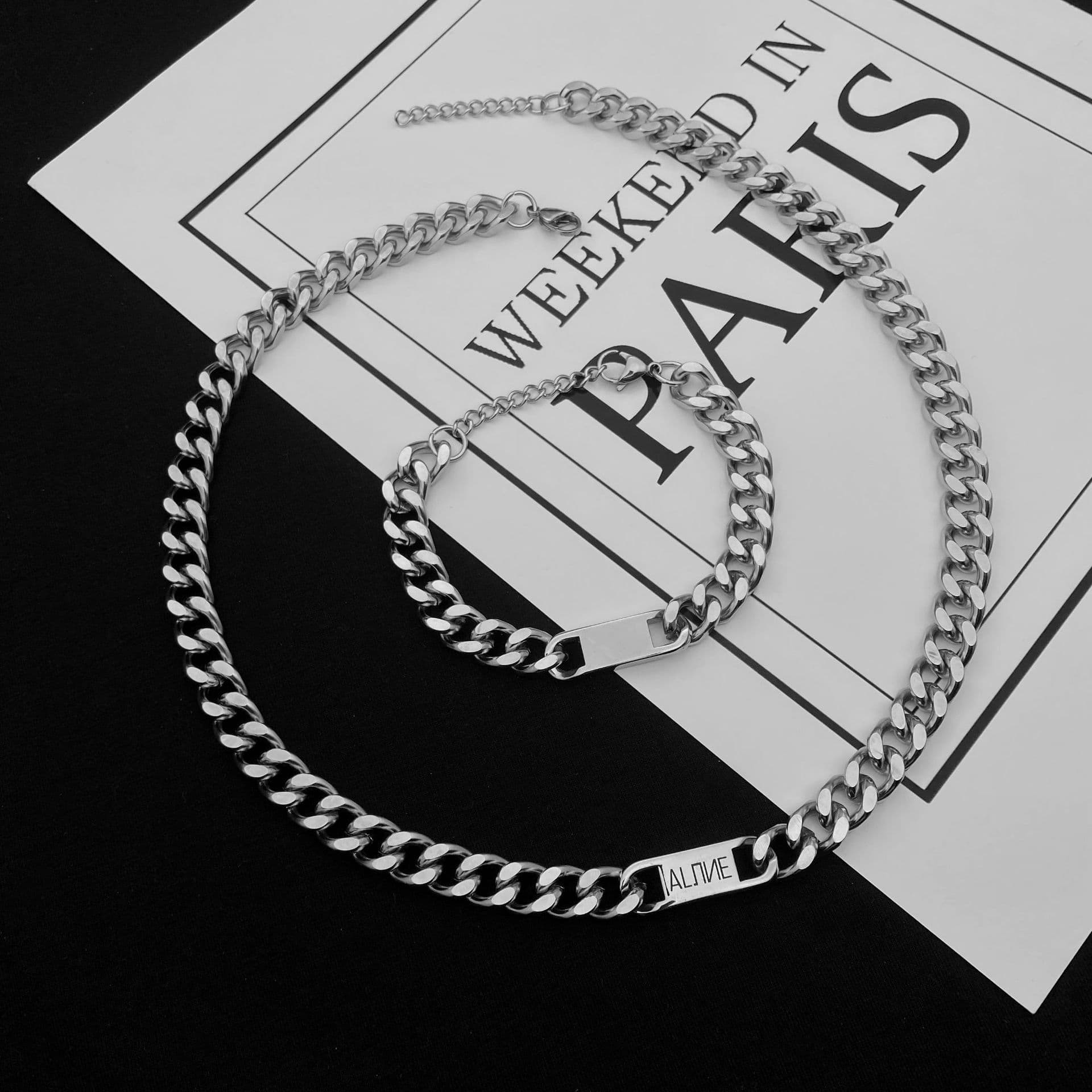 Trend Hip Hop Chain Simple Personality Street Thick Chain Accessories Men And Women Square Brand Cuban Bracelet