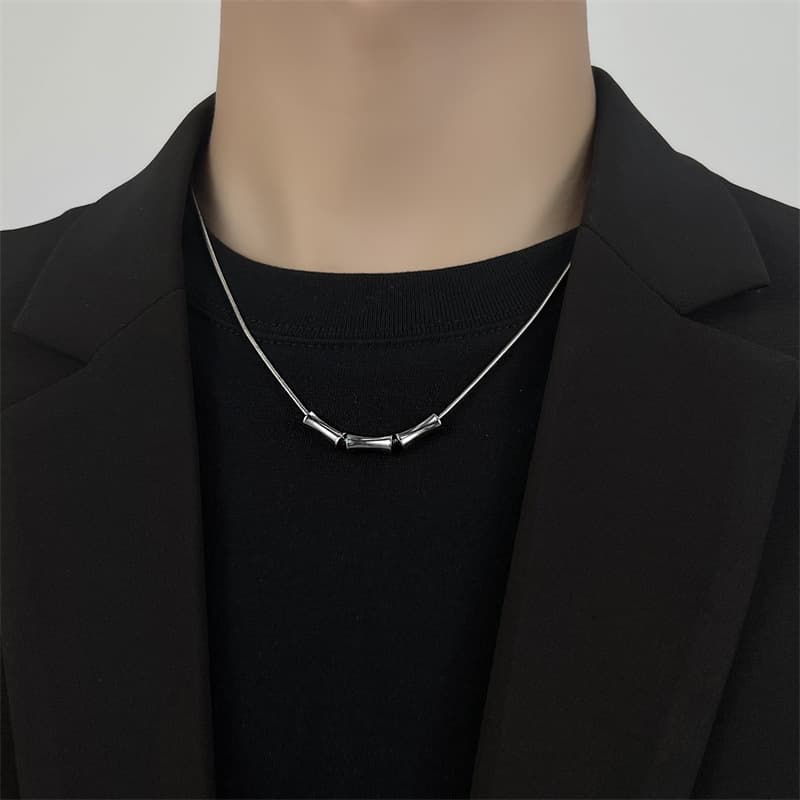 Bamboo Knot Small Waist Pendant Necklace Niche High-end Couple Sweater Chain Men's Simple Cool Trend Accessories