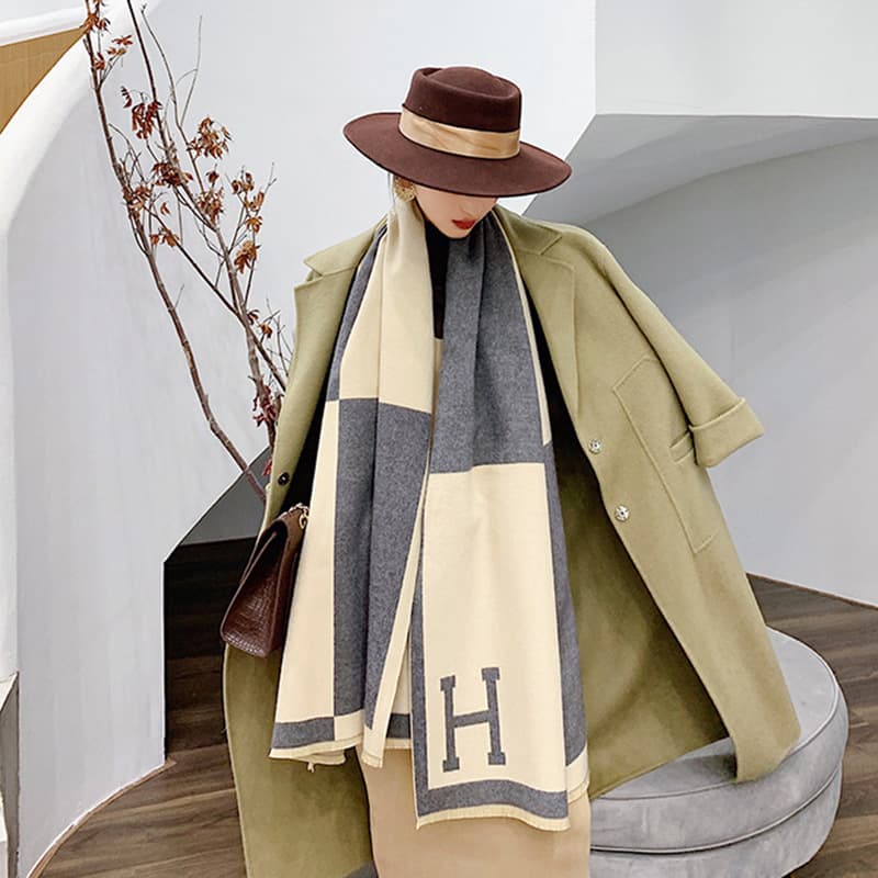 Écharpe pied-de-poule simple pour femme, nouvelle collection automne-hiver, légère et luxueuse, longue section, châle chaud en cachemire épais