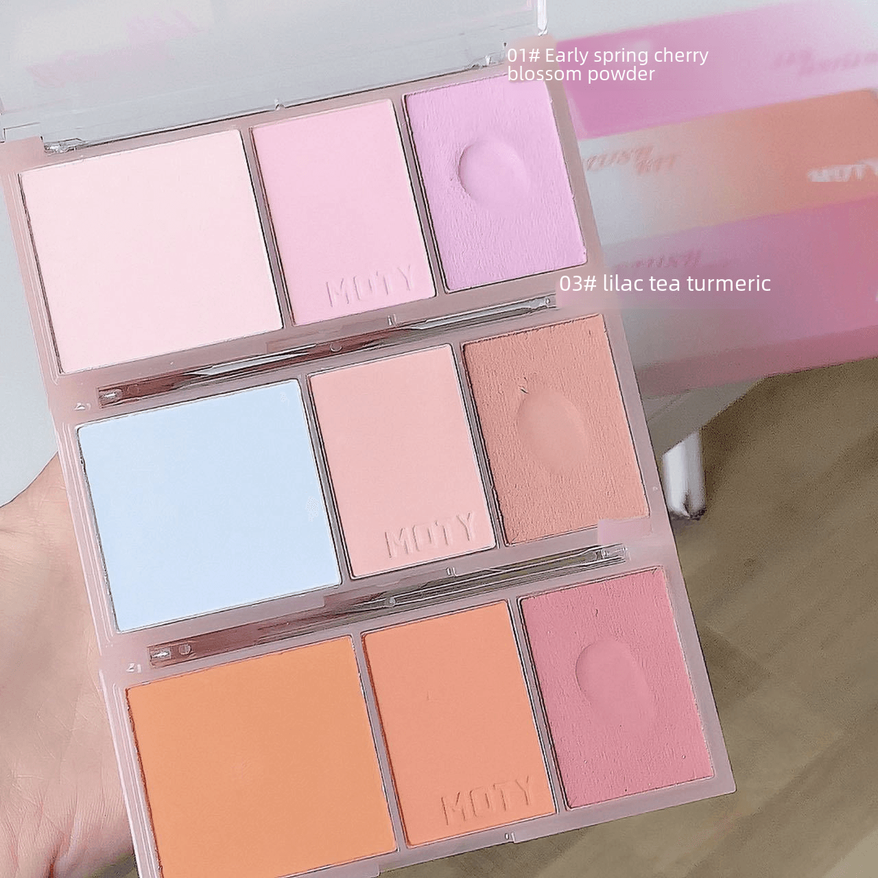 MOTY three-color blush mashed potato blush powder is delicate and easy to get started to show off the color and vitality girl portable cheap