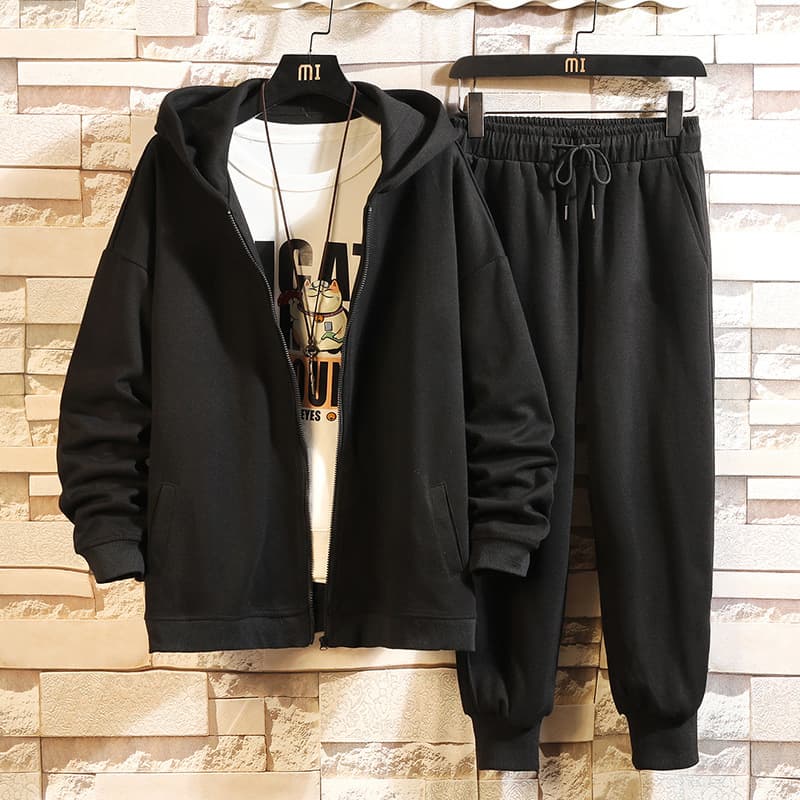 Men's Clothing Spring And Autumn Cardigan Sweater Suit For Boys Ins Trendy Fashion Sports Two-piece Suit Loose Large Size Casual Set