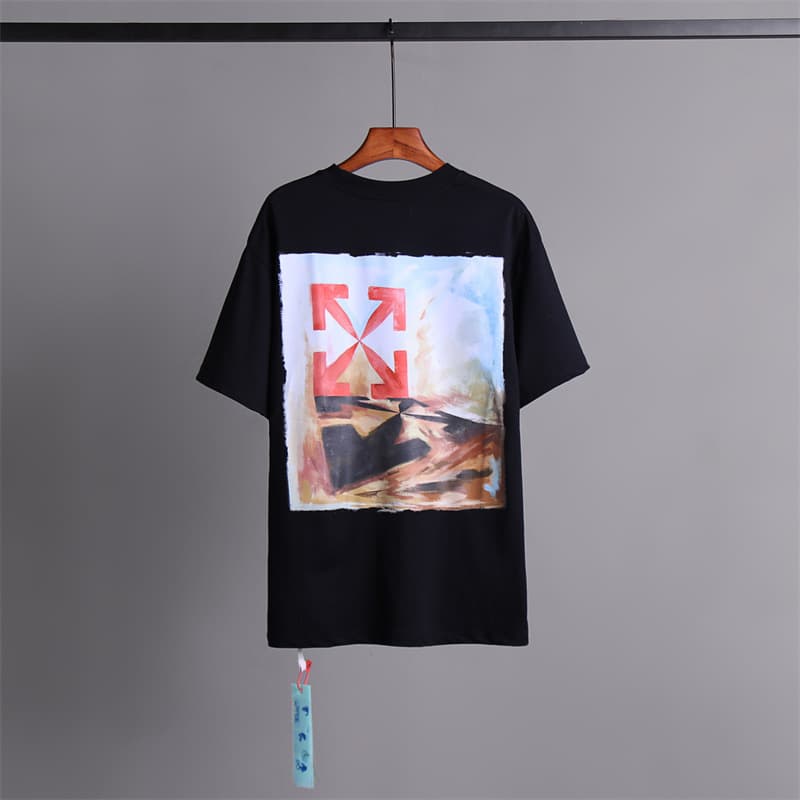 L'expérience de longue date de l'utilisation du ruban adhésif OFF avec impression de flèche OW T-shirt à manches courtes pour homme, coupe ample,