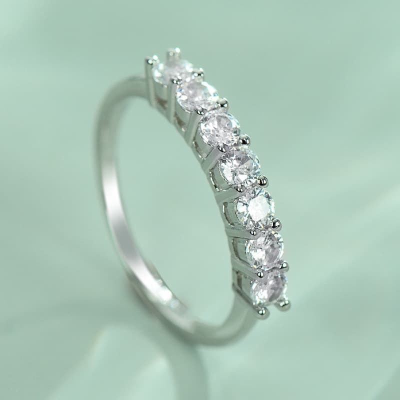 Mantianxing Seven Princesses Layered Simple Zircon High Carbon 10 Point Diamond Ring, Versatile Ring for Women