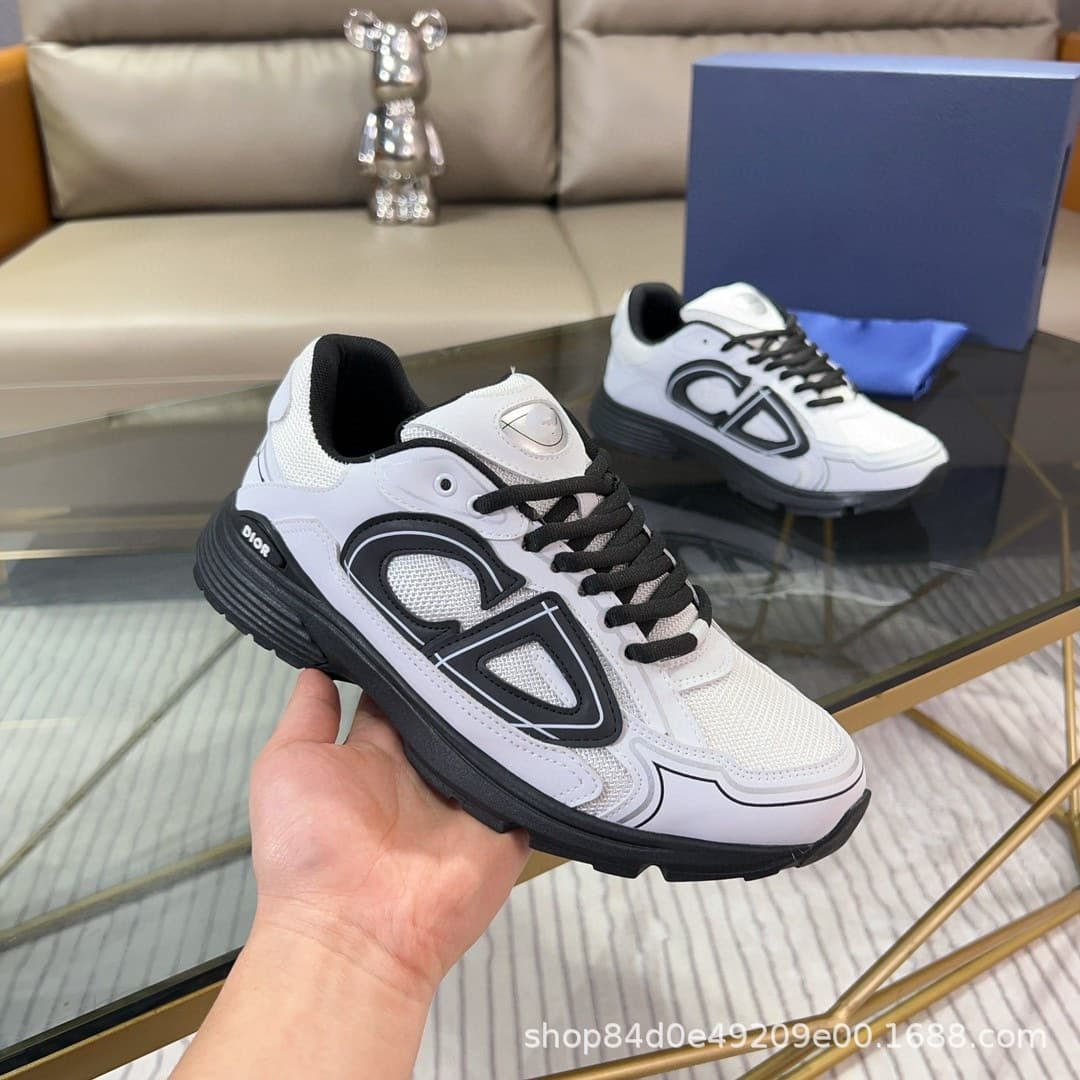 Chaussures de sport décontractées Guangzhou Goods CD Fashion B30, version haute, réfléchissantes, patchwork, pour papa, pour couple