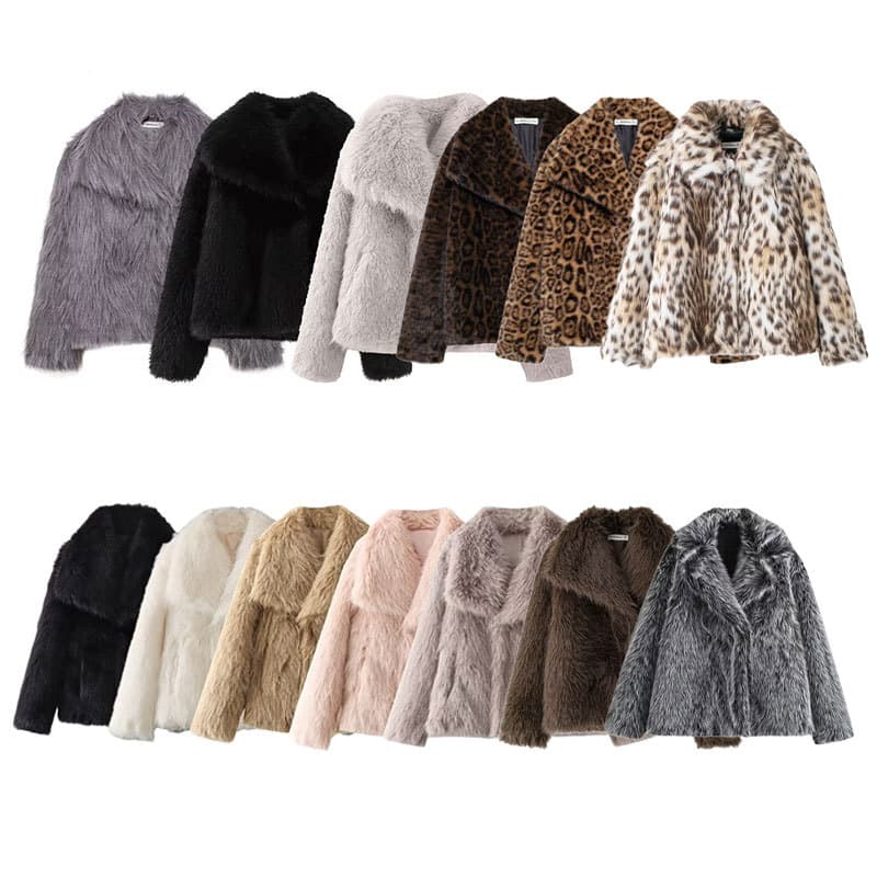 Trendy Faux Fur Jacket Women's Winter Coat – Thickened Animal Print & Solid Color Options, Streetwear & Elegant Styles (Black, Gray, Beige, S/M/L)