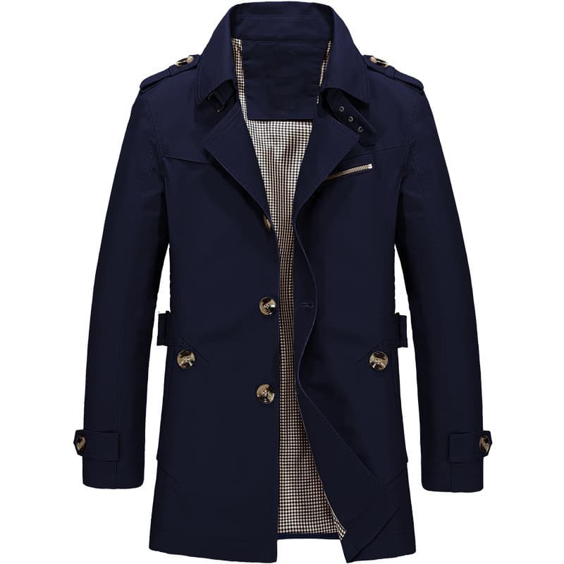 Men's Clothing Men's Lapel Jacket Top Casual Mid Length Windbreaker Jacket