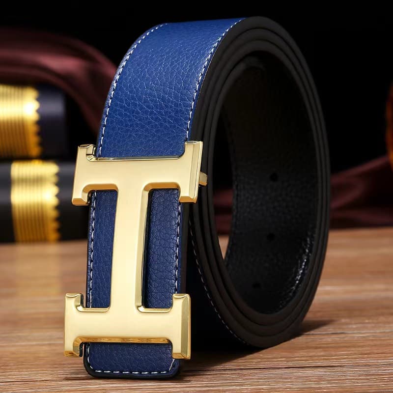 Ceinture H en cuir pour homme avec boucle lisse pour jeune personnalité, ceinture tendance tendance pour homme, ceinture polyvalente haut de gamme