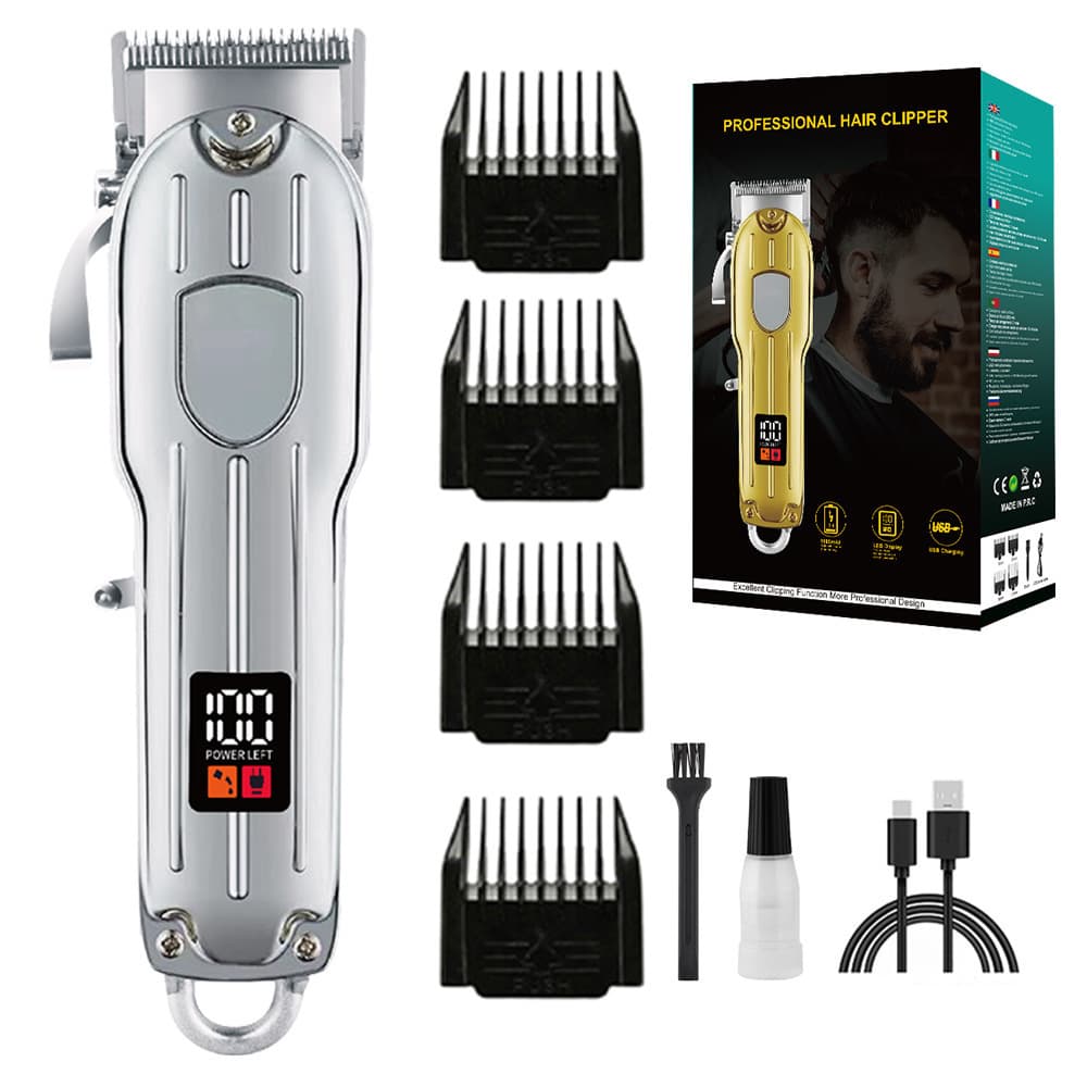 Professional Hair Clipper With Titanium Alloy Blades, LCD Display, Rechargeable Cordless Hair Trimmer For Men & Women, Detachable Washable Blades