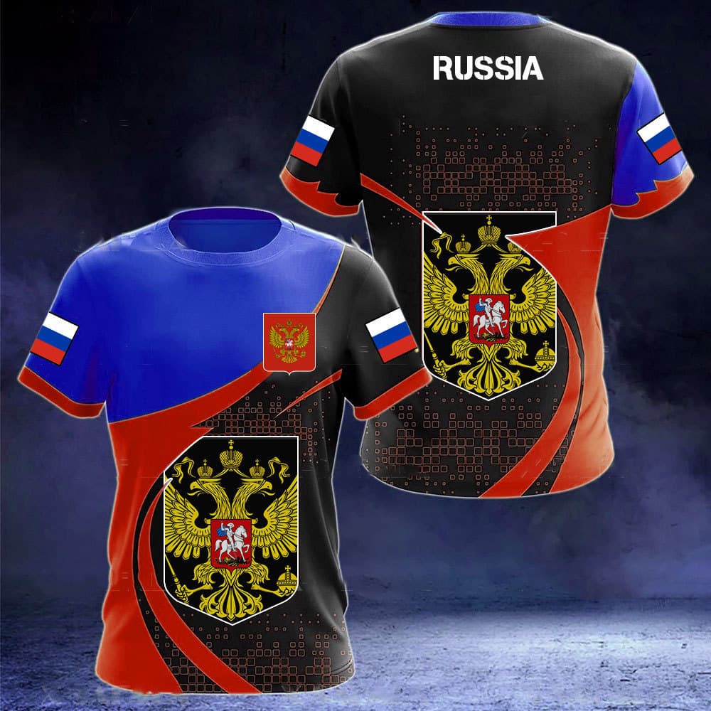 Unbeatable Quality Russian Flag T-shirt, 3D Printed Round Neck Oversized Short Sleeved Jersey Fashion Men's Clothing