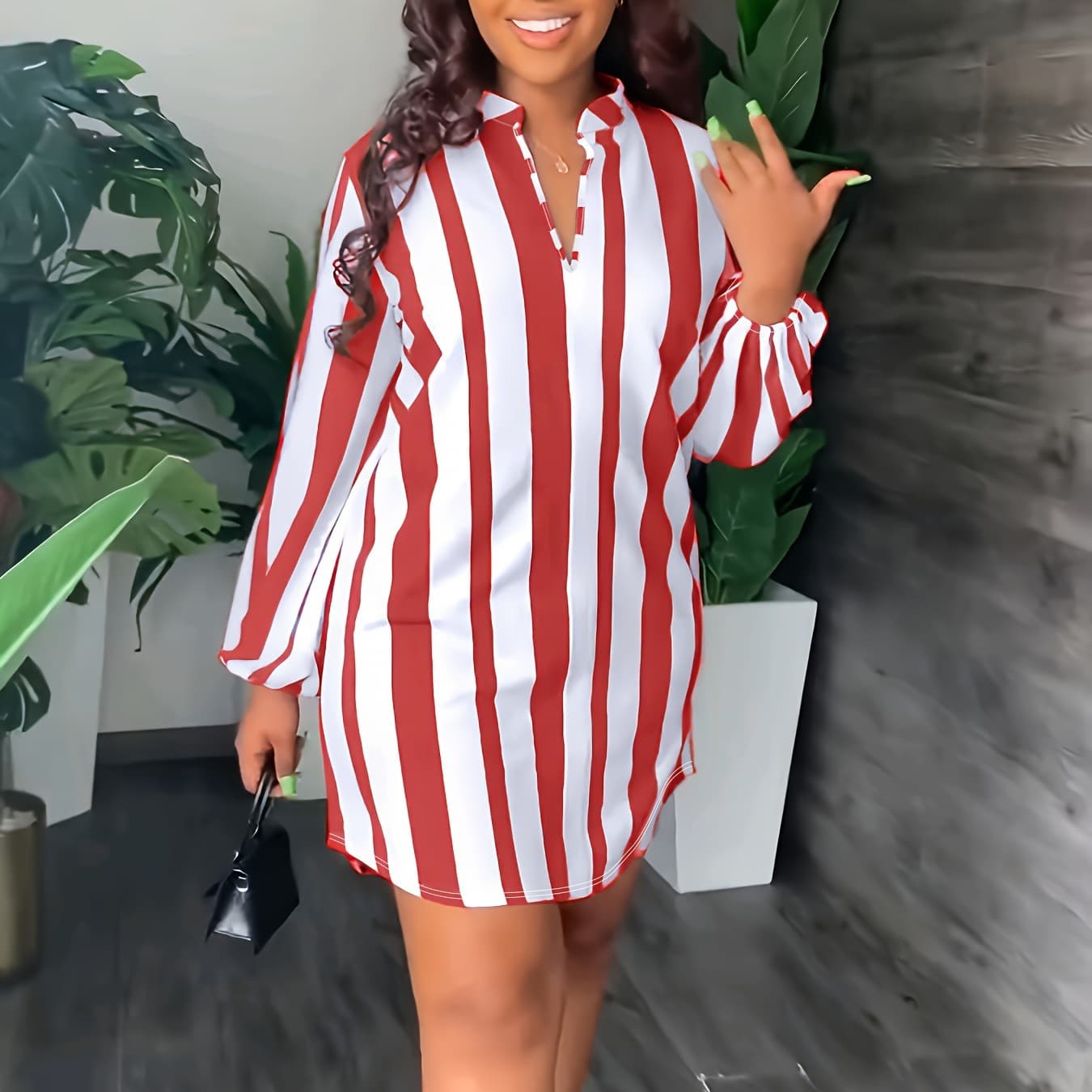Women's Clothing Striped Casual Shirt Dress