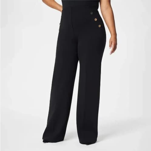 Women’s Clothing High Elastic Button Wide Leg Slim Pants Leggings