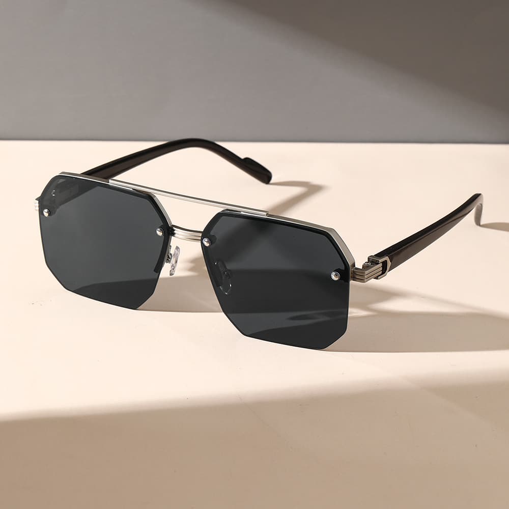 New boys with a big face and slimming appearance, advanced UV resistant half frame sunglasses box for driving
