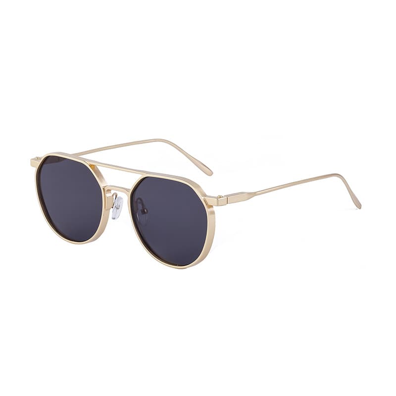 Retro Oval Frame Sunglasses Men's Metal Twin Beam Driving Sunglasses