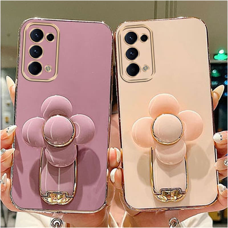 Metal Windmill Flower Plating Case For OPPO A78 A72 A53 A74 5G A17 A54S A16 A96 A92 A57 4G A77 A55 A54 5G A76 Cover