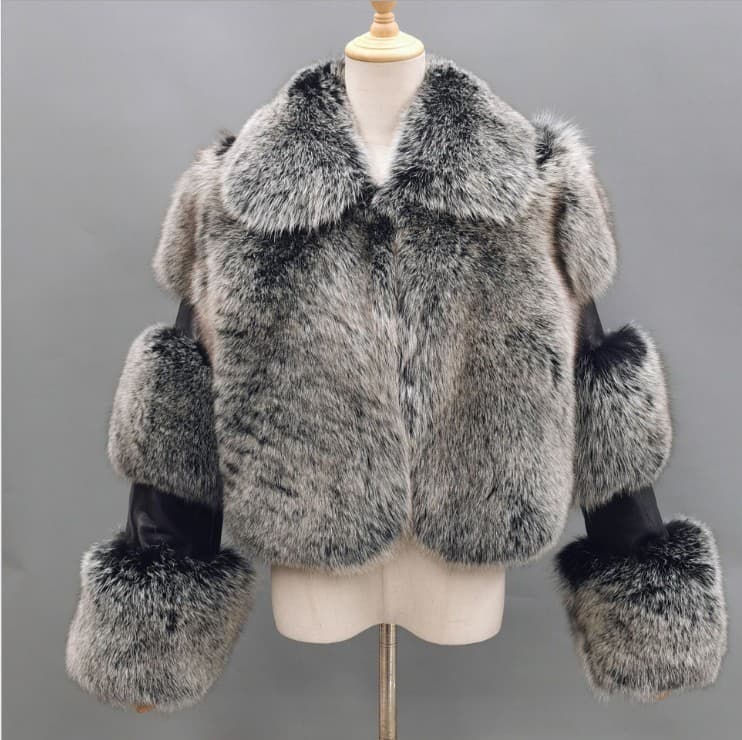 Women's Clothing fur coats for women, fur women's coats with spliced lapels, fur ready stock